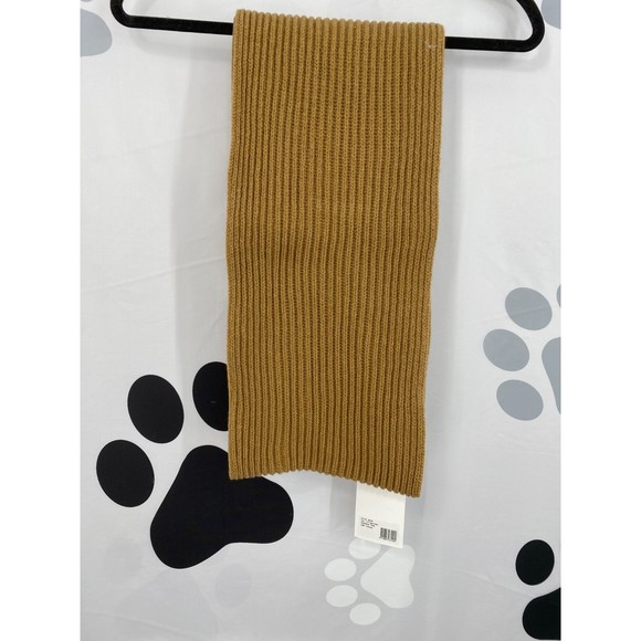 Ganni NWT Rib Knit Scarf Recycled Wool Ribbed Half Size Tan One Size New - Picture 3 of 11